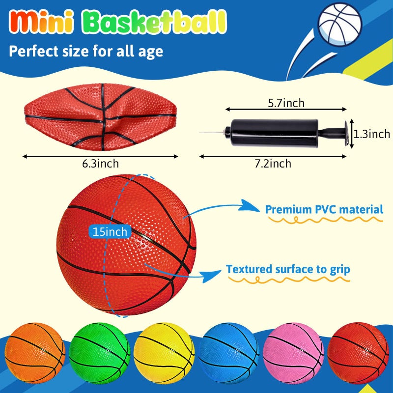 Shindel Mini Basketball, 6PCS 6.3 inches Basketballs with Pump for Birthday Gifts for Toddlers Kids, Playground Balls for Pool, Indoors, Outdoors - Image 2